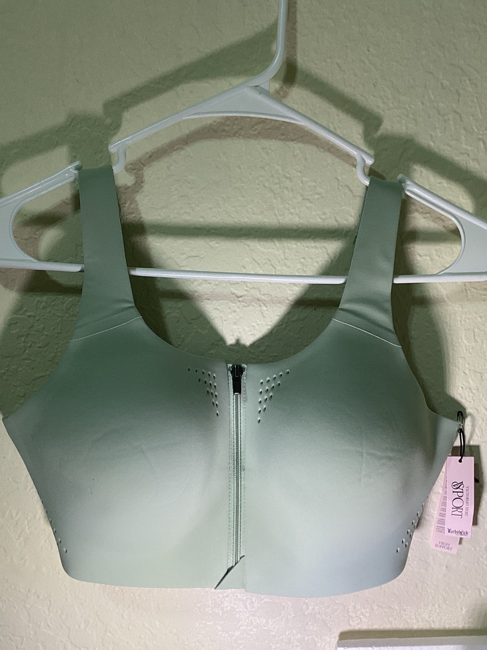 Victoria's Secret Front-Zip Sports Bra in Light Sage